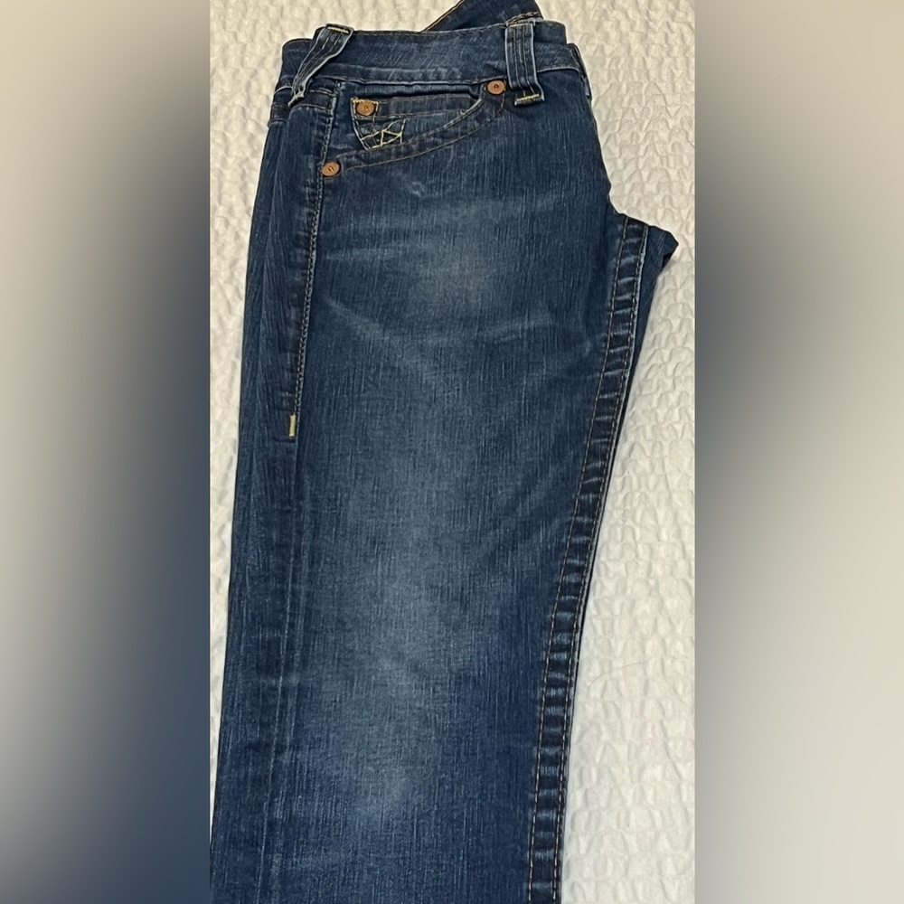 ⭐️ True Religion Yellow Stitch Straight Leg Womens  Jeans - Picture 6 of 13